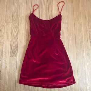 XS Red velvet strappy mini dress